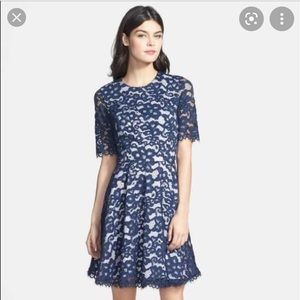 Shoshanna Carmen Navy Lace Fit & Flare Dress